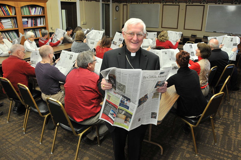 Lindsay Steele Bishop Martin Amos encourages everyone to read The Catholic Messenger, the weekly newspaper of the Diocese of Davenport, of which he is publisher. The cost of $29 for a year’s subscription in the diocese (for the print, E-edition or both) is a worthy investment, the bishop says. The paper provides local, national and world news.