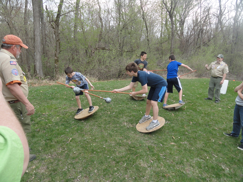  Contributed Scouts participate in a jousting match at Catholic Camporee in April. Scouts from the Davenport Diocese and Dubuque Archdiocese participated in the weekend event.