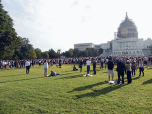 Kent Ferris People stand on the front lawn of the U.S. Capitol to hear Pope Francis’ talk in Washington, D.C.