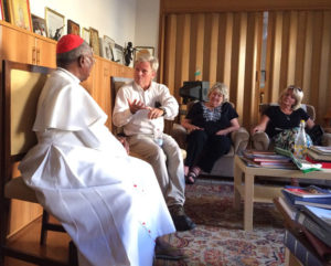 Contributed Jeff Heil, Carol Marquardt and Barb Heil talk with Cardinal Francis Arinze of Nigeria in his home at the Vatican this summer. The Heils, members of Sacred Heart Parish in Newton, recently traveled to Russia, Turkey and the Vatican on behalf of Inside the Vatican magazine, working to foster relationships between Catholics and Orthodox Christians. 
