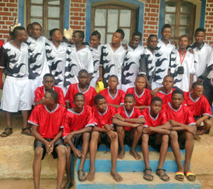 Contributed Youths in the Democratic Republic of the Congo, Africa, wear soccer jerseys donated by families through St. Anthony Parish in Davenport.