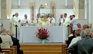 Anne Marie Amacher Bishop Martin Amos has written a letter to priests and deacons that posture during Mass will continue to follow the Ordinary Form of the liturgy in the Diocese of Davenport. This file photo was taken at St. Paul the Apostle Parish in Davenport.