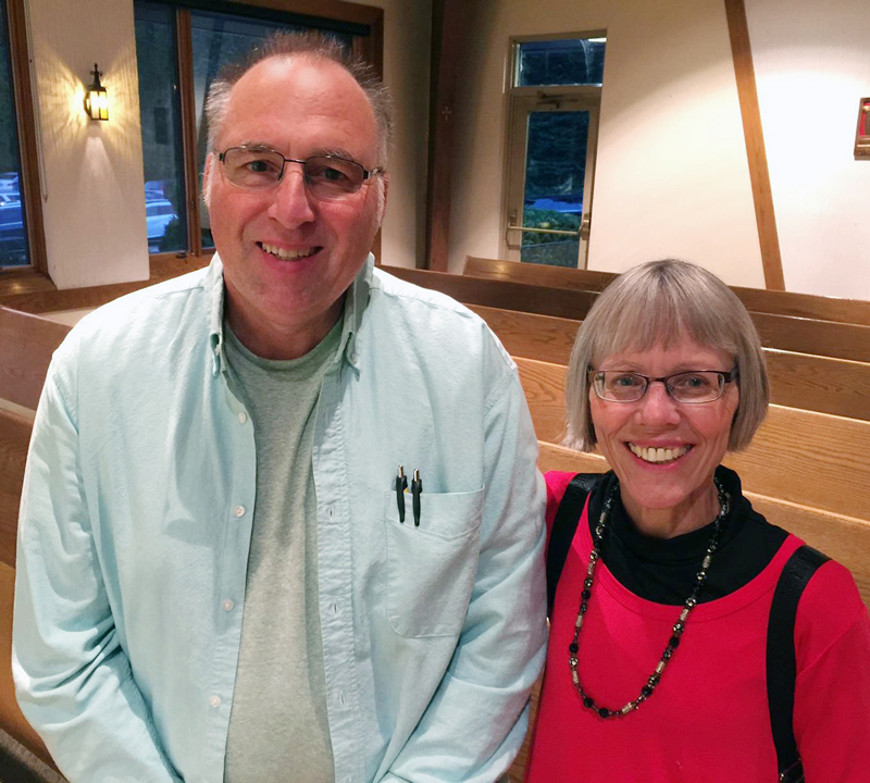 Mary Anna Parris Steve Fye and Barb Arland-Fye pose after Mass Oct. 15 at Our Lady of the River Parish in LeClaire.  