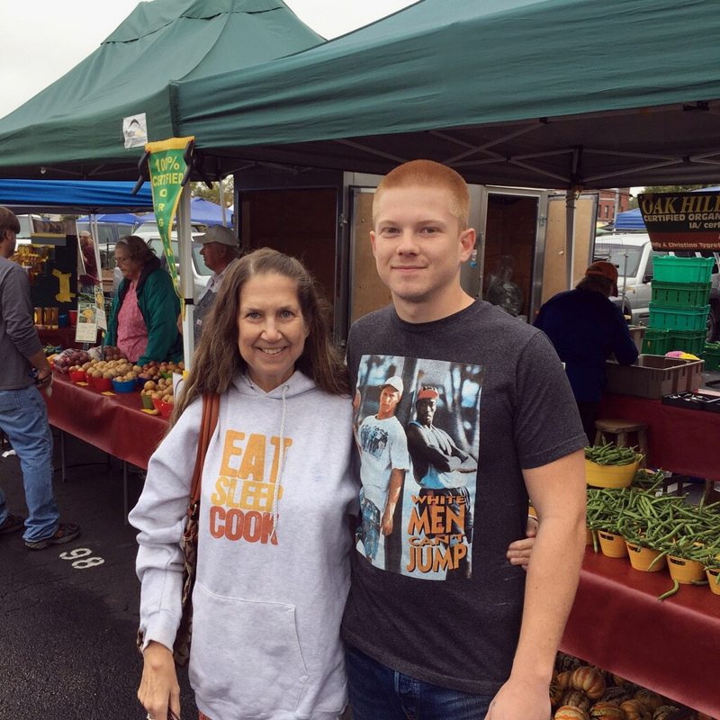 Contributed Jayne Sherry and her son, Carter, take a break at the Freight House Farmers’ Market in Davenport.
