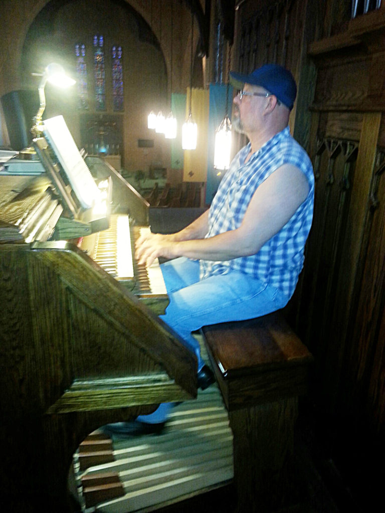 Contributed Tom Shadonix plays organ at St. Mary Parish in Ottumwa (as Larry the Cable Guy). 